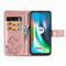 For Motorola Moto G9 Play Four-leaf Clasp Embossed Buckle Mobile Phone Protection Leather Case with Lanyard & Card Slot & Wallet & Bracket Function(Rose Gold)