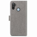 For Oppo A53 2020 Four-leaf Clasp Embossed Buckle Mobile Phone Protection Leather Case with Lanyard & Card Slot & Wallet & Bracket Function(Gray)