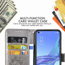 For Oppo A53 2020 Four-leaf Clasp Embossed Buckle Mobile Phone Protection Leather Case with Lanyard & Card Slot & Wallet & Bracket Function(Gray)