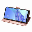 For Oppo A53 2020 Four-leaf Clasp Embossed Buckle Mobile Phone Protection Leather Case with Lanyard & Card Slot & Wallet & Bracket Function(Rose Gold)