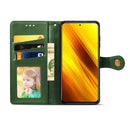 For Xiaomi Poco X3 NFC Retro Solid Color Leather Buckle Phone Case with Lanyard & Photo Frame & Card Slot & Wallet & Stand Function(Green)