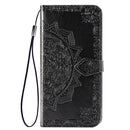 For Xiaomi Poco X3 NFC Mandala Flower Embossed Horizontal Flip Leather Case with Bracket / Card Slot / Wallet / Lanyard(Black)