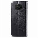 For Xiaomi Poco X3 NFC Mandala Flower Embossed Horizontal Flip Leather Case with Bracket / Card Slot / Wallet / Lanyard(Black)