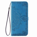 For Xiaomi Poco X3 NFC Mandala Flower Embossed Horizontal Flip Leather Case with Bracket / Card Slot / Wallet / Lanyard(Blue)