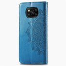 For Xiaomi Poco X3 NFC Mandala Flower Embossed Horizontal Flip Leather Case with Bracket / Card Slot / Wallet / Lanyard(Blue)