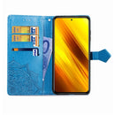 For Xiaomi Poco X3 NFC Mandala Flower Embossed Horizontal Flip Leather Case with Bracket / Card Slot / Wallet / Lanyard(Blue)