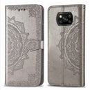 For Xiaomi Poco X3 NFC Mandala Flower Embossed Horizontal Flip Leather Case with Bracket / Card Slot / Wallet / Lanyard(Gray)