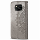 For Xiaomi Poco X3 NFC Mandala Flower Embossed Horizontal Flip Leather Case with Bracket / Card Slot / Wallet / Lanyard(Gray)