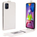 For Samsung Galaxy M51 (Side Fingerprint) R64 Texture Single Vertical Flip Leather Protective Case with Card Slots & Photo Frame(White)