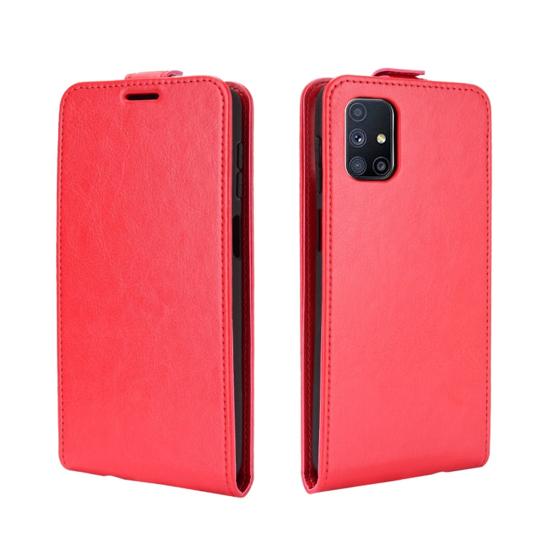 For Samsung Galaxy M51 (Side Fingerprint) R64 Texture Single Vertical Flip Leather Protective Case with Card Slots & Photo Frame(Red)