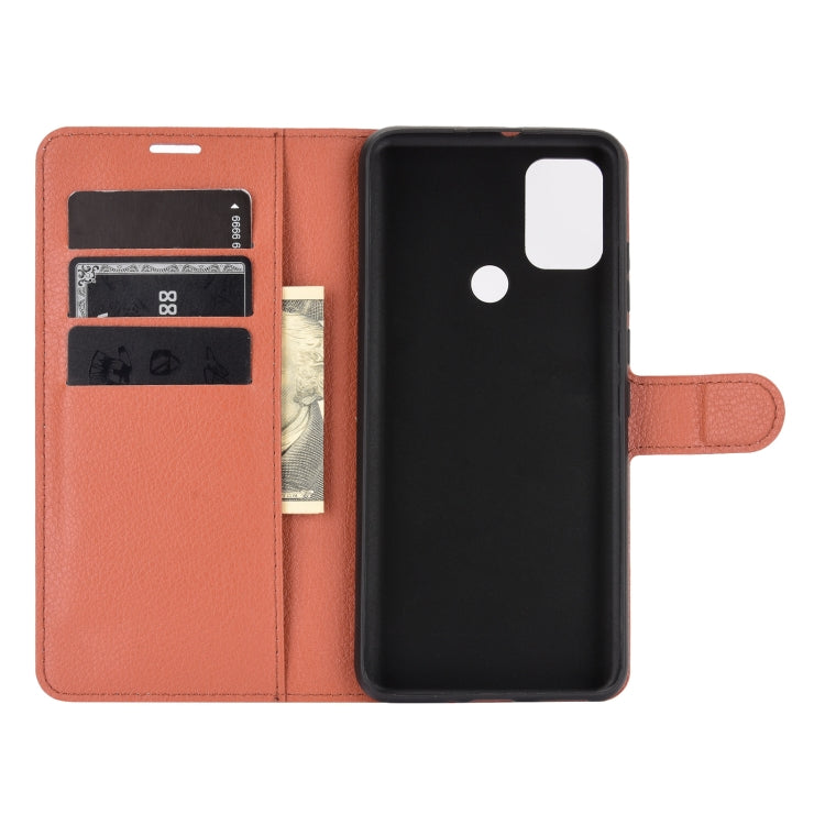 For WIKO View 5 Litchi Texture Horizontal Flip Protective Case with Holder & Card Slots & Wallet(Brown)