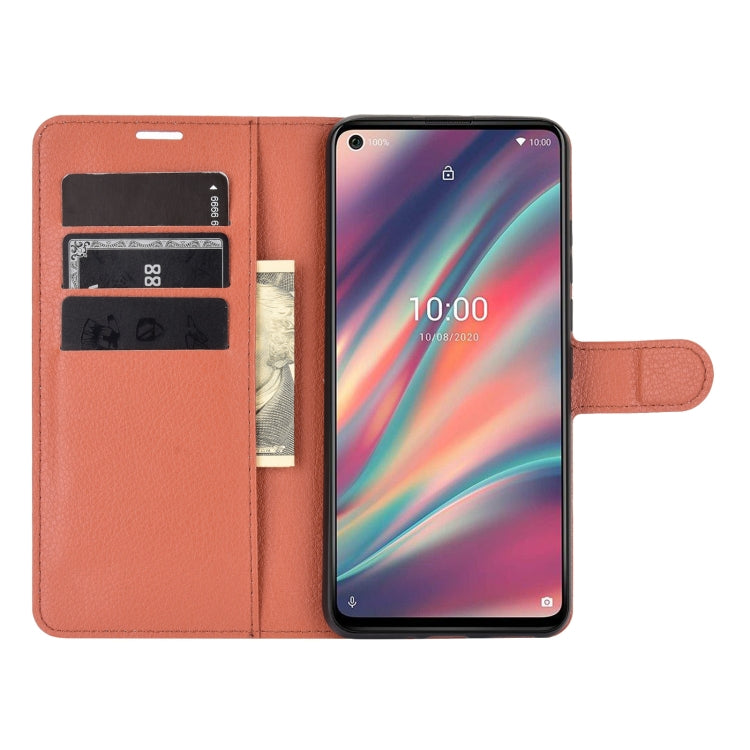 For WIKO View 5 Litchi Texture Horizontal Flip Protective Case with Holder & Card Slots & Wallet(Brown)