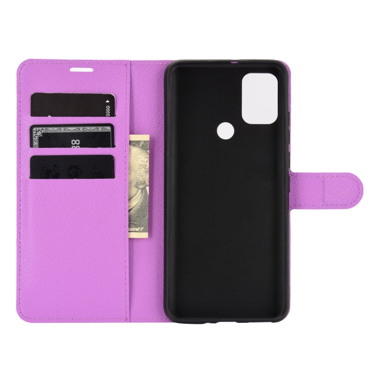 For WIKO View 5 Litchi Texture Horizontal Flip Protective Case with Holder & Card Slots & Wallet(Purple)