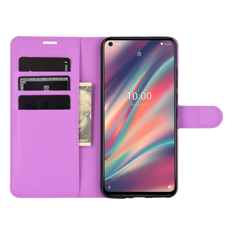 For WIKO View 5 Litchi Texture Horizontal Flip Protective Case with Holder & Card Slots & Wallet(Purple)