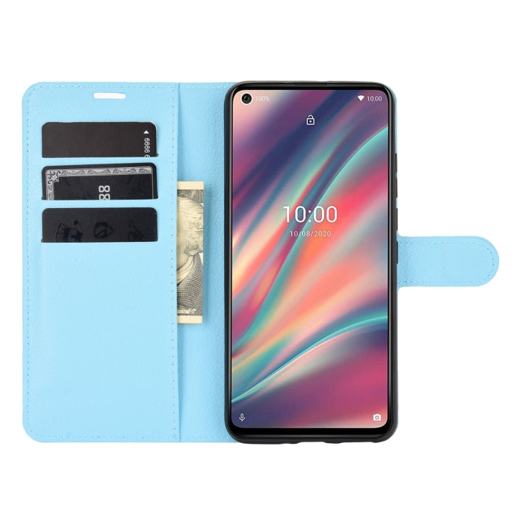For WIKO View 5 Litchi Texture Horizontal Flip Protective Case with Holder & Card Slots & Wallet(Blue)