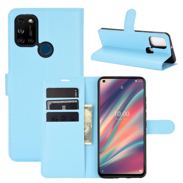 For WIKO View 5 Litchi Texture Horizontal Flip Protective Case with Holder & Card Slots & Wallet(Blue)