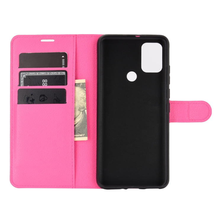 For WIKO View 5 Litchi Texture Horizontal Flip Protective Case with Holder & Card Slots & Wallet(Rose red)