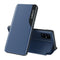 For Samsung Galaxy S20 FE/S20 Lite Side Display Magnetic Shockproof Horizontal Flip Leather Case with Holder(Blue)