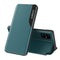 For Samsung Galaxy S20 FE/S20 Lite Side Display Magnetic Shockproof Horizontal Flip Leather Case with Holder(Green)