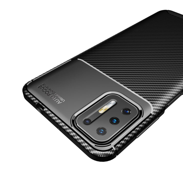 For Motorola Moto G9 Plus Carbon Fiber Texture Shockproof TPU Case(Blue)