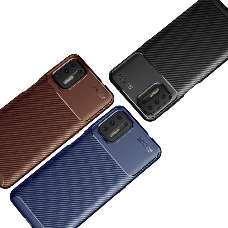 For Motorola Moto G9 Plus Carbon Fiber Texture Shockproof TPU Case(Blue)