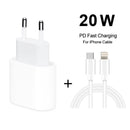 2 in 1 PD 20W Single USB-C / Type-C Port Travel Charger + 3A PD3.0 USB-C / Type-C to 8 Pin Fast Charge Data Cable Set, Cable Length: 1m, EU Plug