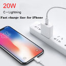 2 in 1 PD 20W Single USB-C / Type-C Port Travel Charger + 3A PD3.0 USB-C / Type-C to 8 Pin Fast Charge Data Cable Set, Cable Length: 1m, EU Plug