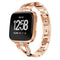X-shaped Diamond-studded Solid Stainless Steel Watch Band for Fitbit Versa Lite(Rose Gold)