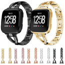 X-shaped Diamond-studded Solid Stainless Steel Watch Band for Fitbit Versa Lite(Rose Gold)