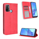 For OPPO A53 2020 / A53S 2020 / A33 Magnetic Buckle Retro Crazy Horse Texture Horizontal Flip Leather Case with Holder & Card Slots & Photo Frame(Red)