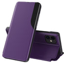 Side Display Magnetic Shockproof Horizontal Flip Leather Case with Holder For iPhone 12 mini(Purple)