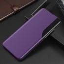 For iPhone X / XS Side Display Magnetic Shockproof Horizontal Flip Leather Case with Holder(Purple)