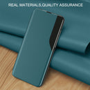 For iPhone X / XS Side Display Magnetic Shockproof Horizontal Flip Leather Case with Holder(Purple)