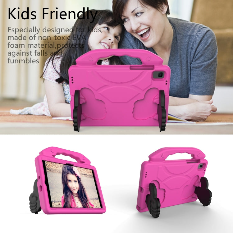 For Samsung Galaxy Tab A7 10.4(2020)T500/T505 EVA Material Children Flat Anti Falling Cover Protective Shell With Thumb Bracket(RoseRed)