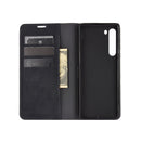 For Motorola Moto Edge Retro-skin Business Magnetic Suction Leather Case with Holder & Card Slots & Wallet(Black)