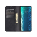 For Motorola Moto Edge Retro-skin Business Magnetic Suction Leather Case with Holder & Card Slots & Wallet(Black)