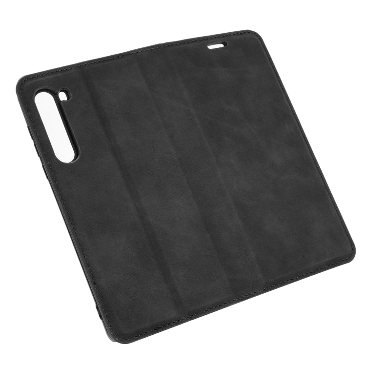 For Motorola Moto Edge Retro-skin Business Magnetic Suction Leather Case with Holder & Card Slots & Wallet(Black)