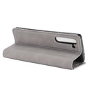 For Motorola Moto Edge Retro-skin Business Magnetic Suction Leather Case with Holder & Card Slots & Wallet(Grey)