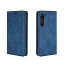 For Motorola Moto Edge Retro-skin Business Magnetic Suction Leather Case with Holder & Card Slots & Wallet(Dark Blue)