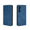 For Motorola Moto Edge Retro-skin Business Magnetic Suction Leather Case with Holder & Card Slots & Wallet(Dark Blue)