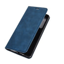 For Motorola Moto Edge Retro-skin Business Magnetic Suction Leather Case with Holder & Card Slots & Wallet(Dark Blue)