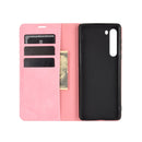 For Motorola Moto Edge Retro-skin Business Magnetic Suction Leather Case with Holder & Card Slots & Wallet(Pink)