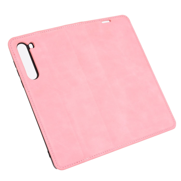 For Motorola Moto Edge Retro-skin Business Magnetic Suction Leather Case with Holder & Card Slots & Wallet(Pink)