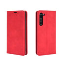 For Motorola Moto Edge Retro-skin Business Magnetic Suction Leather Case with Holder & Card Slots & Wallet(Red)