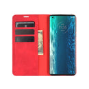 For Motorola Moto Edge Retro-skin Business Magnetic Suction Leather Case with Holder & Card Slots & Wallet(Red)