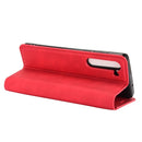 For Motorola Moto Edge Retro-skin Business Magnetic Suction Leather Case with Holder & Card Slots & Wallet(Red)