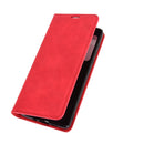For Motorola Moto Edge Retro-skin Business Magnetic Suction Leather Case with Holder & Card Slots & Wallet(Red)