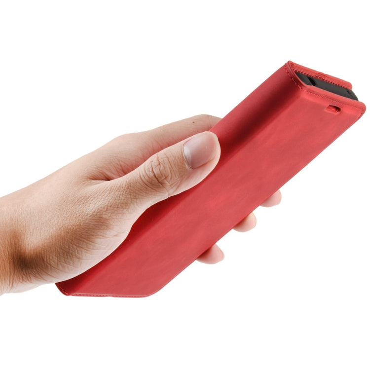 For Motorola Moto Edge Retro-skin Business Magnetic Suction Leather Case with Holder & Card Slots & Wallet(Red)