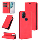 For OnePlus Nord N10 5G Retro-skin Business Magnetic Suction Leather Case with Holder & Card Slots & Wallet(Red)