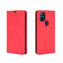 For OnePlus Nord N10 5G Retro-skin Business Magnetic Suction Leather Case with Holder & Card Slots & Wallet(Red)